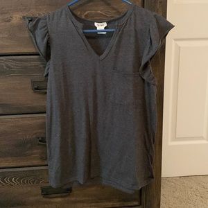 Dark grey shirt with fluttered sleeves. Never worn.